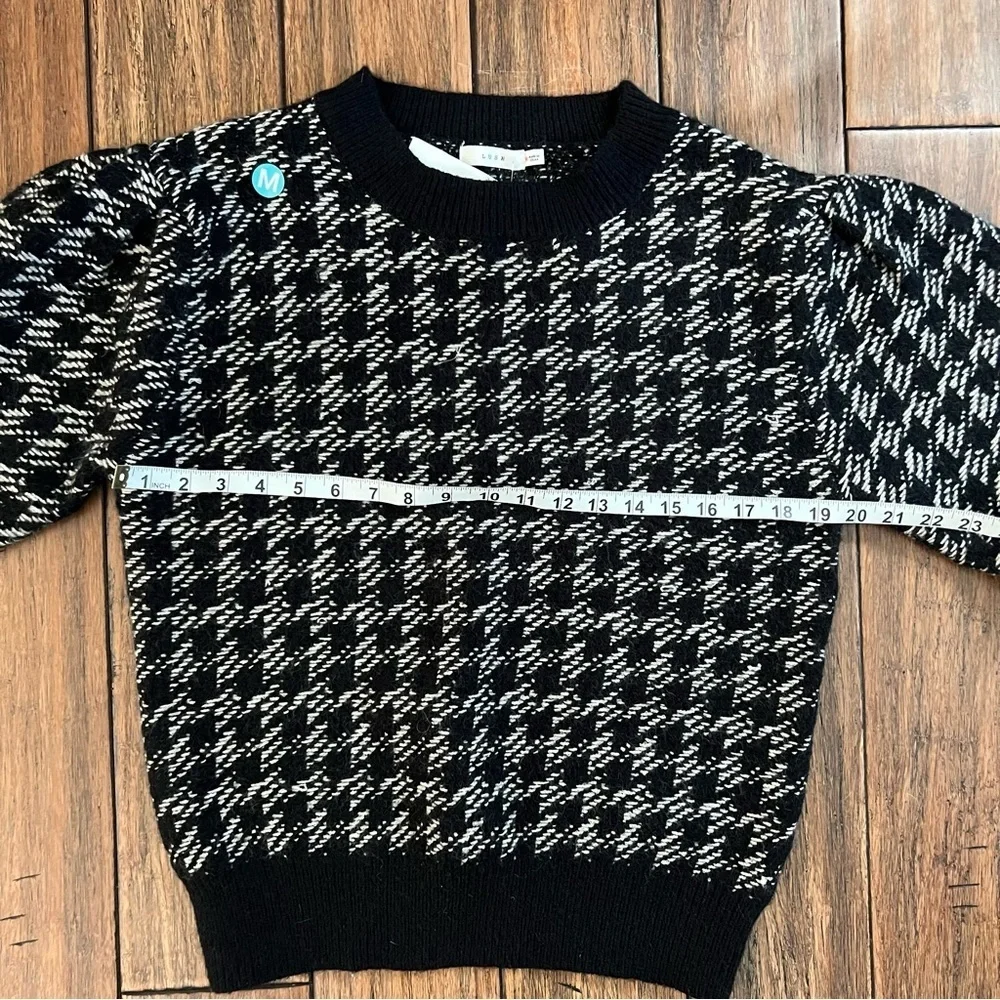 NWT Lush Houndstooth Crew Neck Sweater Medium Preppy Academia Office Career